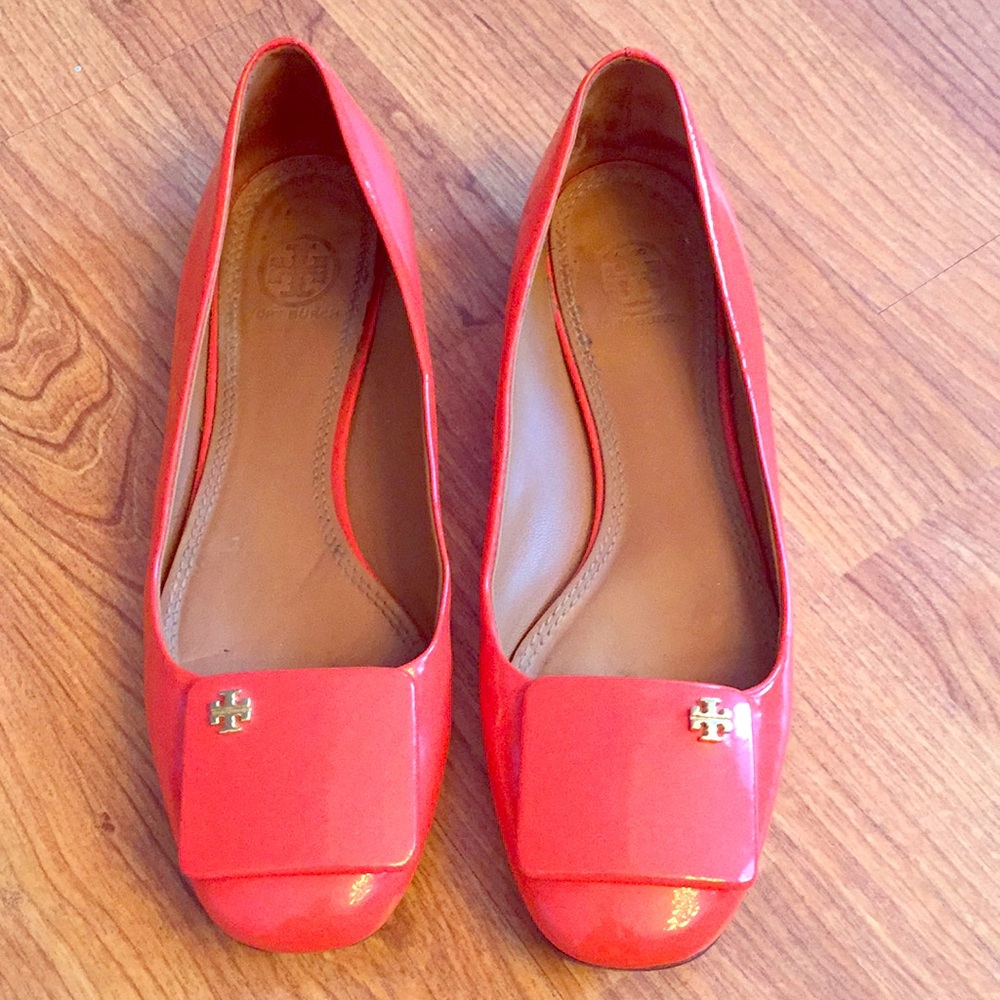 Tory Burch poppy colored flats 7